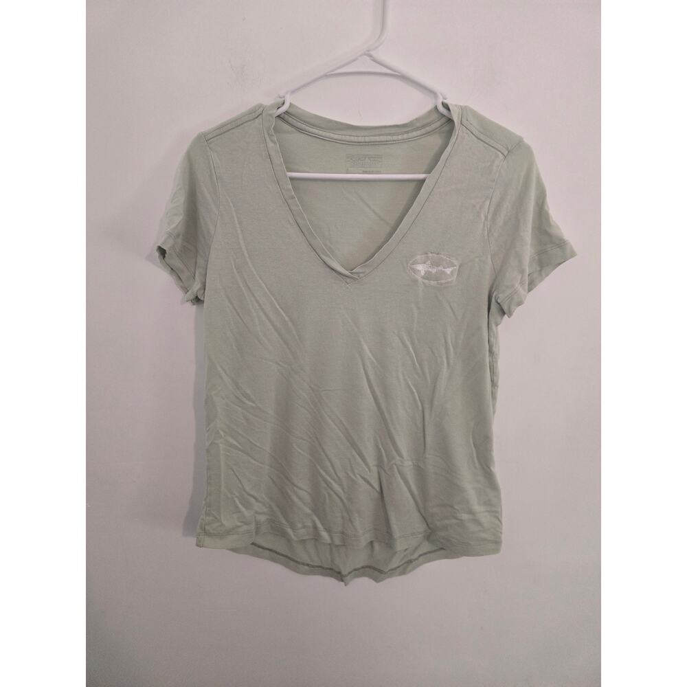 Patagonia womens v neck tee shirt light green size small.